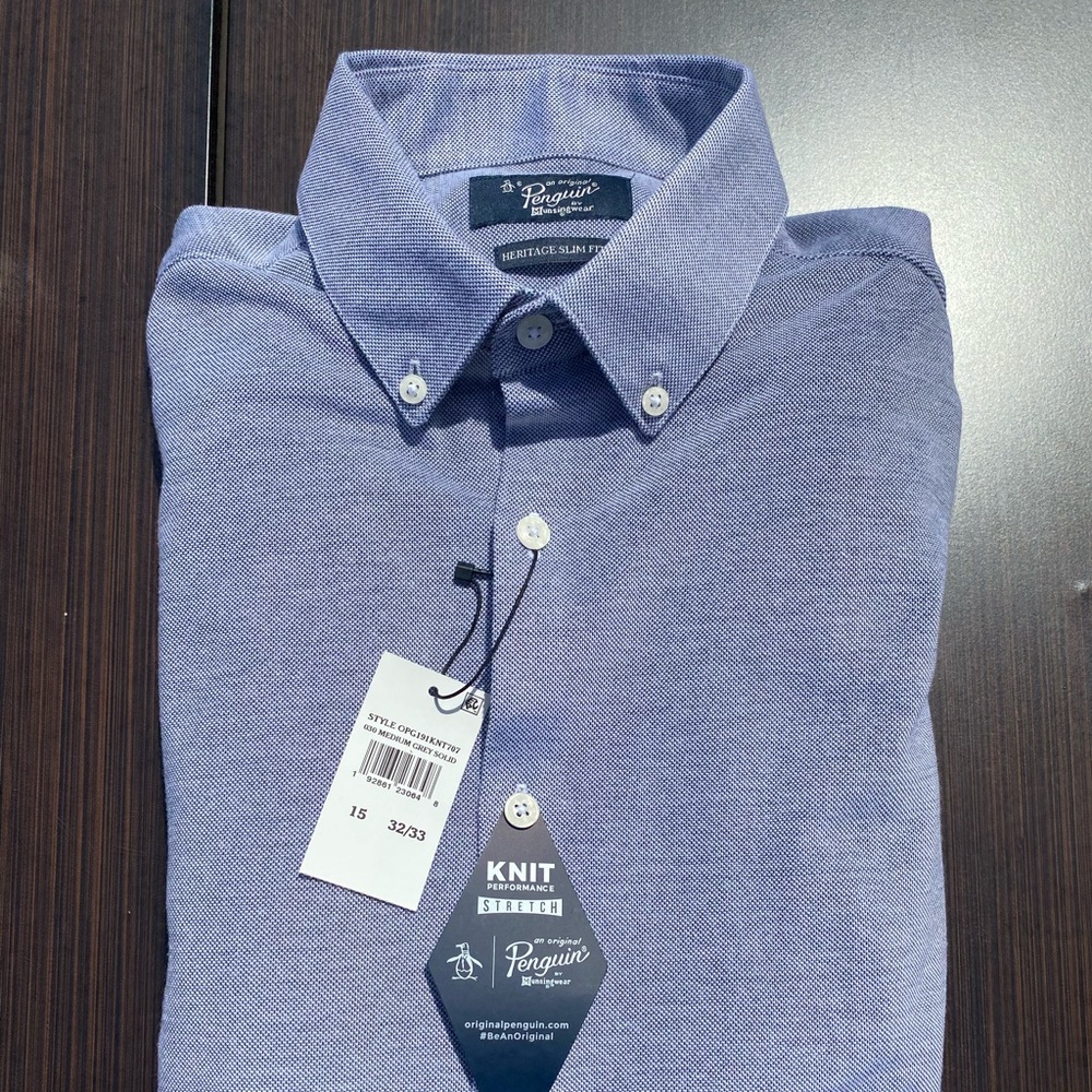 Original Penguin Grey Slim Fit Dress Shirt Size 15